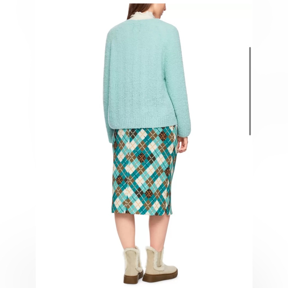 Marc Cain Sport Teal Alpaca Wool V-Neck Chunky Knit Sweater Oversized Small - Picture 11 of 14